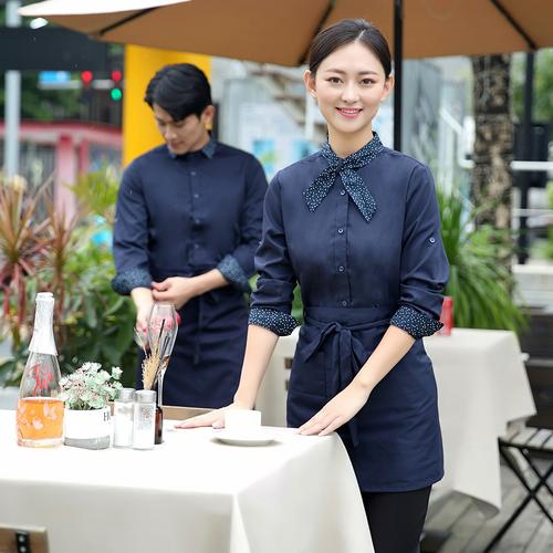服务员工作服女秋款衬衫酒店餐饮中西式餐厅奶茶咖啡店员工衬衣春